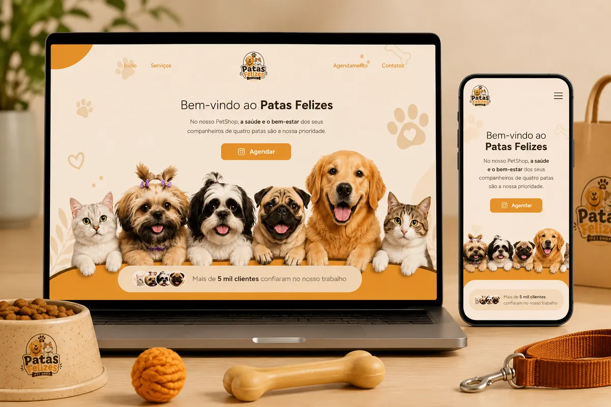 Patas Felizes — Site institucional para Pet shop e banho e tosa