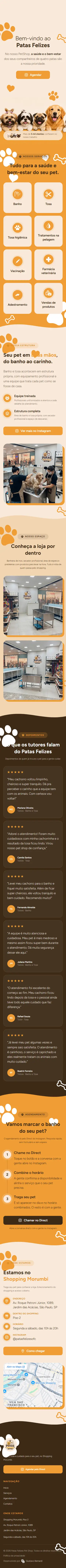 Mesmo site no celular, do topo ao rodapé