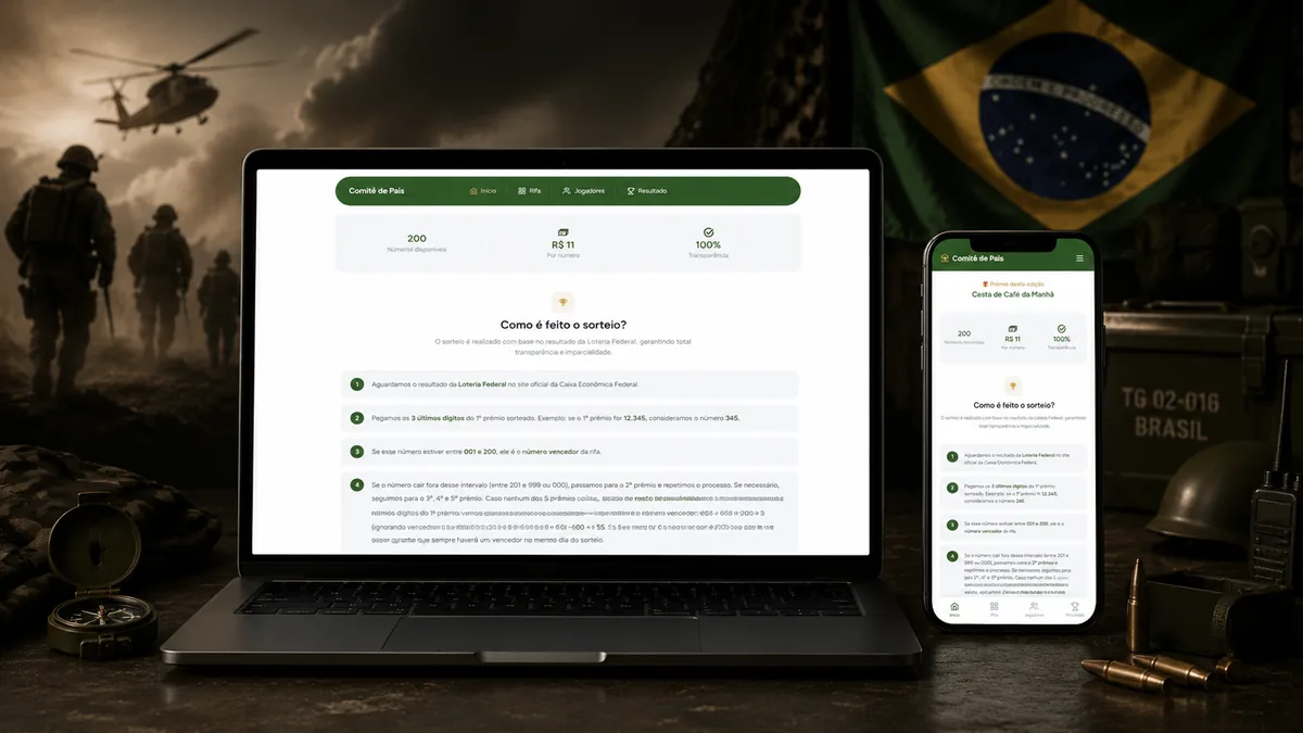 Rifa Tiro de Guerra — Sistema para Rifas online com PIX